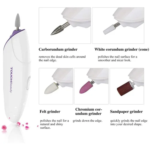 Vista 2 de TOUCHBeauty Kit de manicura y pedicura eléctrico profesional, máquina de taladro de uñas 5 en 1, luz LED, portátil e inalámbrica, incluye 5