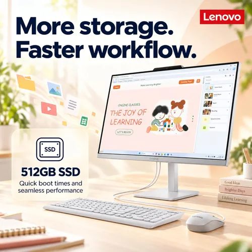 Vista 4 de Lenovo IdeaCentre 24" todo en uno, 16 GB de RAM, 1 TB de almacenamiento