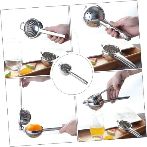 Vista 7 de Exprimidor manual de limón de acero inoxidable, exprimidor de frutas, prensa de cítricos de mano, fácil de usar para el hogar, cocina, bar