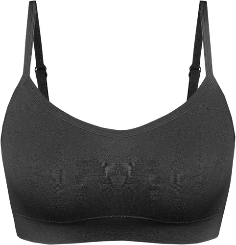 Vista 4 de SHEKINI Brasier deportivo de 3 piezas para mujer, sin costuras, acolchado, bralettes para yoga, con tirantes delgados ajustables