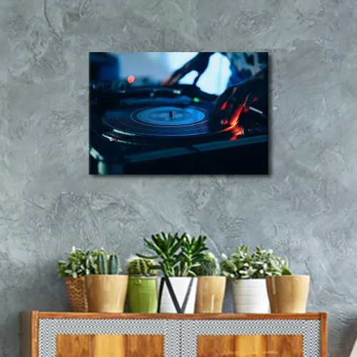 Vista 3 de Lienzo decorativo para pared, diseño de DJ Music Mixes the Track HD impreso en pinturas, 1 pieza de imágenes abstractas para sala de estar, obra