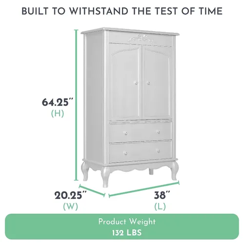 Vista 3 de Evolur Aurora Armoire, Queen, Akoya Grey PearlSilver Mist