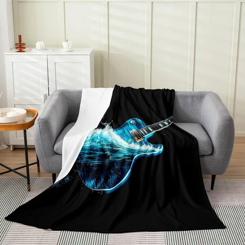 Vista 19 de Castle Fairy Manta de forro polar con botas de vaquero, manta de guitarra musical bohemia para niños y niños, manta de vaquera rústica occidental