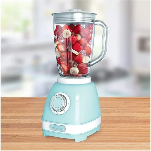 Vista 2 de Brentwood Appliances JB-330BL Licuadora retro de 2 velocidades con tarro de plástico de 50 onzas, azul, normal