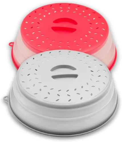 Vista 9 de Cubierta para salpicaduras de microondas de 10.5 pulgadas, cubierta plegable de silicona para salpicaduras de alimentos, cubre el plato y el plato