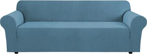 Vista 9 de H.VERSAILTEX Funda elástica para sofá, fundas suaves para muebles de 3 cojines, con tela jacquard gruesa a cuadros con parte inferior elástica, sofá