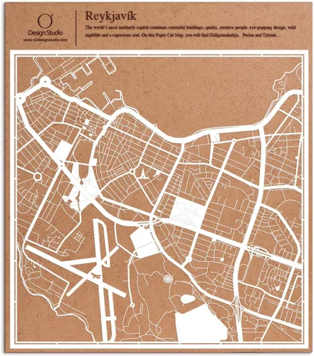 Vista 126 de O3 Design Studio Aberdeen - Mapa de papel cortado en papel blanco de 12 x 12 pulgadas