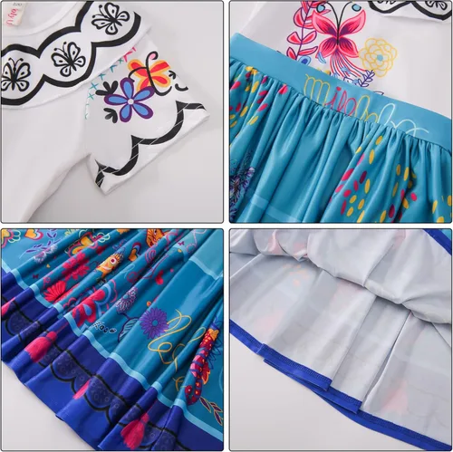 Vista 5 de Kids Mirabel Costume Dress Children Girls Isabella Princess Dress Up Halloween Fancy Party Suit 3-12 Years