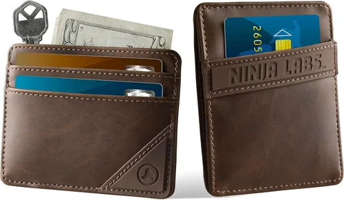Vista 7 de GO Wallet (se adapta a 7 tarjetas + dinero en efectivo + bolsillo oculto), Vaquero Bio-Cuero, Estuche para tarjetas