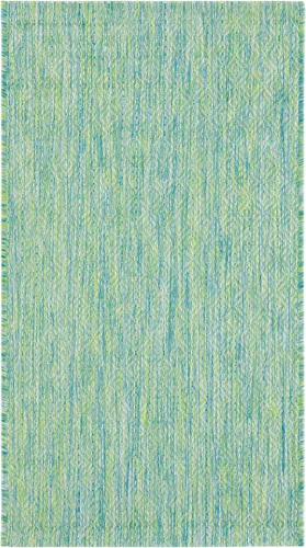 Vista 110 de SAFAVIEH Alfombra Lavable para Exteriores Colección Courtyard - 2'3" x 5', Azul Aqua y Gris, No Desprende Pelusa y Fácil Limpieza, Ideal para Patio