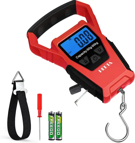 Vista 9 de HEETA Báscula de pescado digital impermeable con pantalla LCD retroiluminada, 110 libras / 110.2 lbs, báscula portátil para colgar para el hogar
