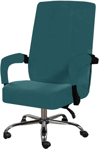 Vista 9 de Funda para silla de oficina con fundas para reposabrazos, funda elástica de terciopelo suave para silla de escritorio, fundas protectoras para silla