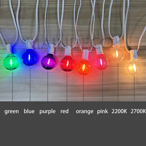 Vista 3 de Paquete de 25 bombillas LED G40 de repuesto, 120 V 0.5 W, base E12, para tira de luces al aire libre, multicolor