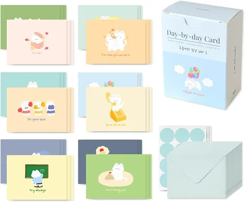 Vista 17 de Monolike Tarjeta Día a Día, 101 Seúl Doce Meses - Mezcla de 48 Mini Tarjetas Individuales, 24 sobres Paquete