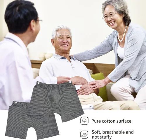 Vista 6 de Lmaray Paquete de 2 pantalones para el cuidado de la incontinencia, pantalones cortos para pierna con catéter, suministros de incontinencia urinaria