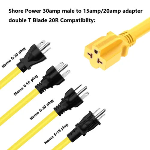 Vista 6 de Adaptador de corriente de tierra de 1 pie de 30 amperios a 20 amperios