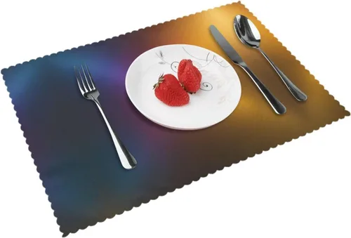 Vista 13 de Rectangular Placemats Set of 4, Heat Resistant Liquid Metal Printed Kitchen Dining Table Mats