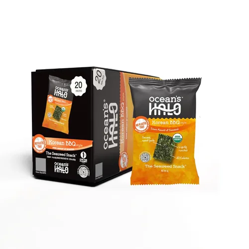 Vista 10 de Ocean's Halo Snacks de algas orgánicas – Cebolla Maui, sin bandeja, veganos, crujientes salados, paquete de 20 (0.14 onzas cada uno)