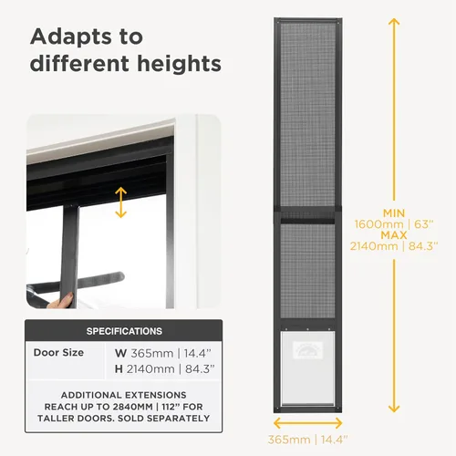 Vista 6 de Hakuna Pets V2 Panel de Inserción de Pantalla para Puerta de Mascotas de Patio, para Puertas Corredizas, Se Ajusta a la Vía de la Puerta con Altura