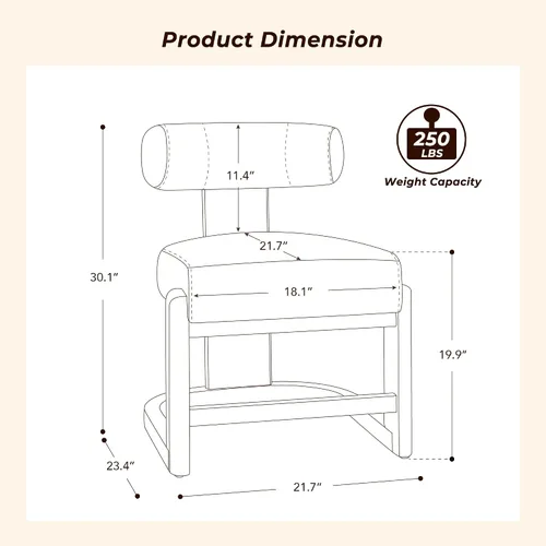 Vista 2 de CHITA Juego de 2 sillas de comedor tapizadas con certificación FSC, modernas sillas de cocina y comedor de mediados de siglo, tela en perla