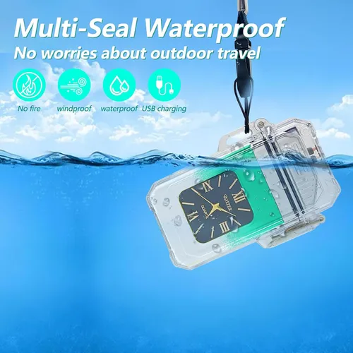 Vista 3 de YOZWOO Encendedor eléctrico, recargable, USB, resistente al viento, sin llama, resistente al agua con chip inteligente para barbacoa, senderismo