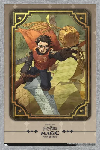 Vista 14 de Trends International Harry Potter: Magic Awakened - Póster de pared de Harry Quidditch, 22.4 pulgadas de largo x 14.7 pulgadas, versión enmarcada