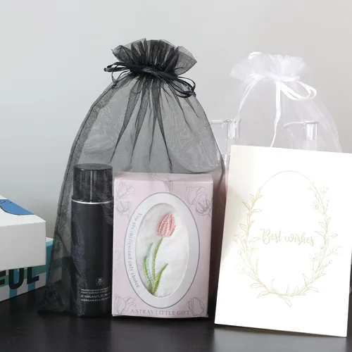 Vista 6 de Uigidori 100 bolsas de organza de alta calidad, bolsas de regalo de organza transparente de 8 x 12 pulgadas con cordón, bolsas grandes de malla