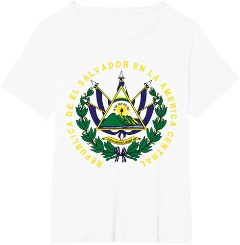 Vista 67 de amdesco Salvador Camisa, salvadoran Escudo de armas playera, mujer L, Blanco