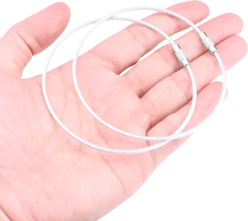 Vista 7 de 100 paquetes de llaveros de cable grandes de 6" con anillo de llavero de metal en masa para etiquetas de equipaje al aire libre (GRUESO: 2MM)
