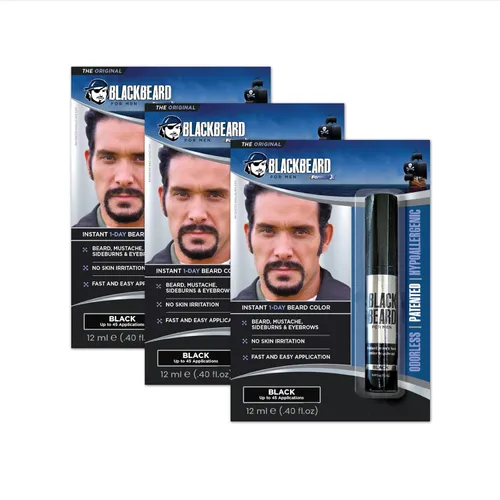 Vista 18 de Barbanegra para hombre, color de barba instantánea, negro, 1 paquete 1-Day Temporary Facial Hair Tint, Beard, Mustache, Eyebrow, Sideburns
