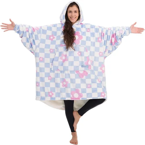 Vista 24 de THE COMFY Original - Manta de forro polar de microfibra con forro sherpa, diseño de gran tamaño con capucha y bolsillo de Shark Tank