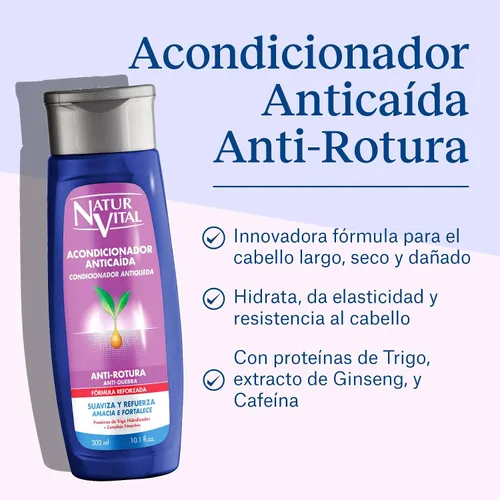 Vista 2 de NaturVital Acondicionador de proteínas de trigo hidrolizadas antiroturas unisex para cabello natural SOS, fórmula revitalizante y fortificante