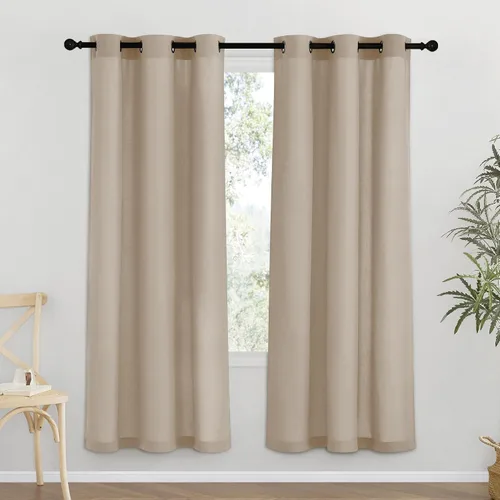 Vista 233 de NICETOWN - Cortinas de lino angora para ventana de cocina sobre el fregadero, con ojales, lino grueso angora, tratamientos cortos para ventanas