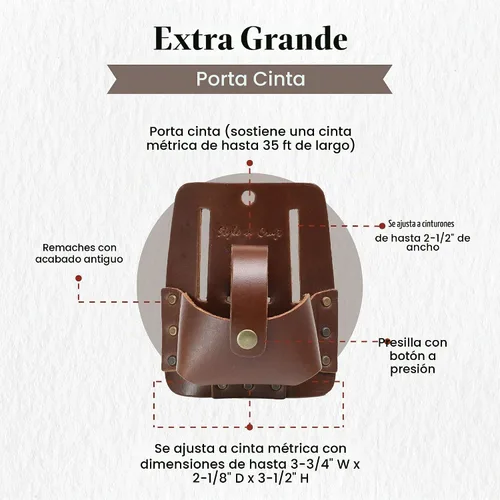 Vista 3 de Style n Craft Extra Large Tape Holder, Full-Grain Leather Tool Pouch