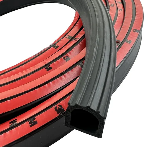 Vista 4 de Moyishi Tira de sello de goma para puerta en forma de D, sello deslizante de 1 pulgada, goma EPDM autoadhesiva, burlete para llenar huecos, aplicar