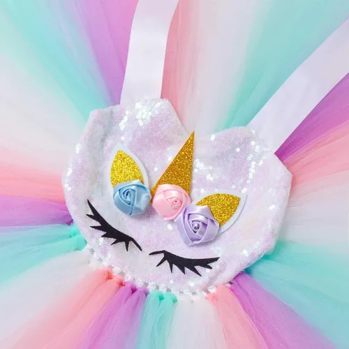 Vista 3 de Jxstar Disfraz de unicornio de flores para niñas vestido de fiesta de tutú de princesa