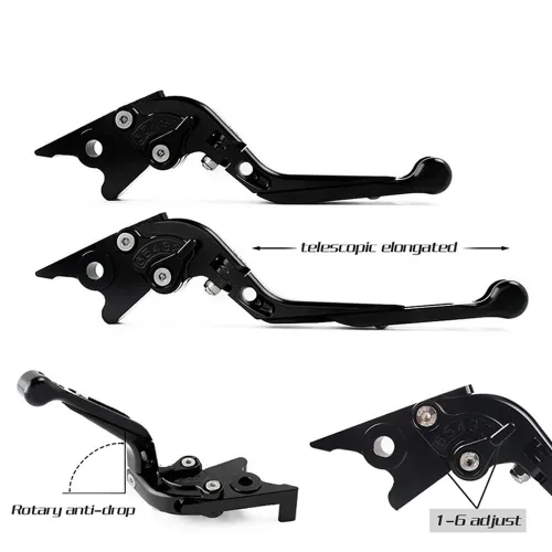 Vista 3 de NIKKHO Palanca de embrague de freno TRK502 motocicleta CNC ajustable extensible manillar palanca de embrague de freno plegable para Be&Nelli Jinpeng