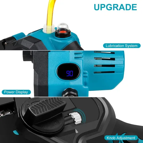 Vista 5 de OneLeaf Mini motosierra eléctrica inalámbrica con 2 baterías y 3 cadenas, motosierra pequeña de 6 pulgadas, funciona con pilas, portátil de mano
