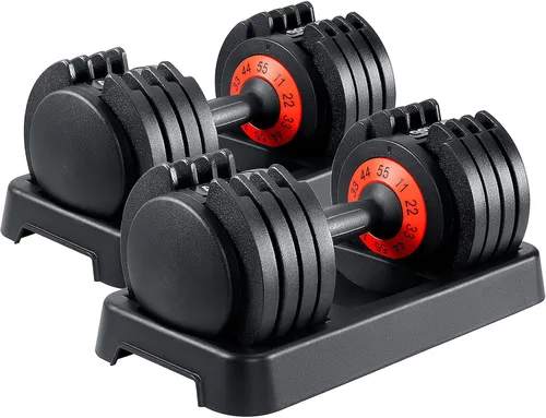 Vista 10 de AOTOB Adjustable Dumbbell Set 25/55 Lbs (Pair), Fast Weight Adjustment with Anti-Slip Turning Handle, Space-Saving for Home Gym, Strength Training