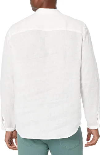 Vista 2 de Cubavera Camisa de lino de manga larga para hombre con 2 paquetesTucks
