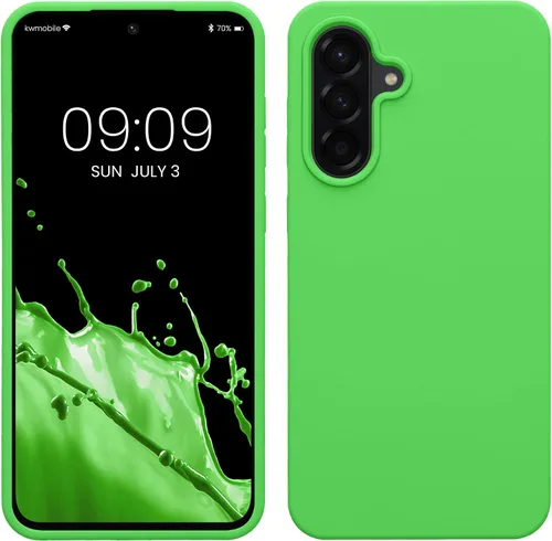 Vista 121 de kwmobile Funda Compatible con Samsung Galaxy A14 5G - Funda de teléfono de TPU y silicona con acabado suave - Verde Lima