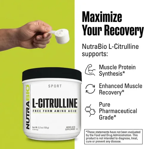Vista 5 de NutraBio L-citrulina, aminoácido de forma libre, 5.3 oz (150 g)