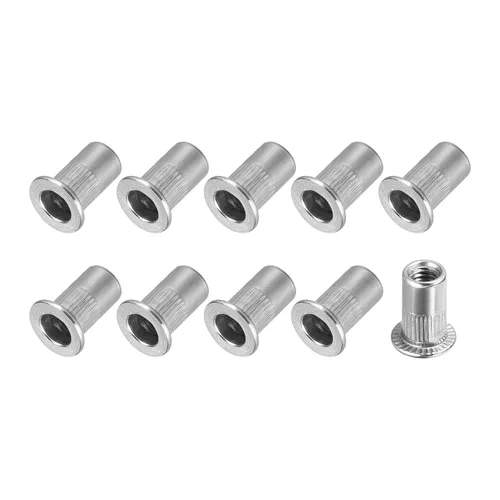 Vista 7 de METALLIXITY Tuercas de remache (M3) 25 piezas, tuercas roscadas de aleación de aluminio, para sujetadores mecánicos de muebles, tono plateado