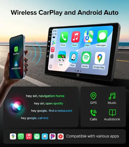 Vista 4 de Estéreo de coche Android 13 de 9 pulgadas para Ford F150 2009-2014 (solo CA manual), unidad principal inalámbrica CarPlay Android Auto con dos