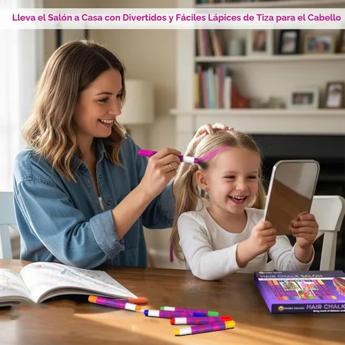 Vista 4 de Desire Deluxe - Regalos para Niñas Tiza para Cabello 10 Bolígrafos Temporales No Tóxicos Fáciles de Lavar Tinte para Cabello