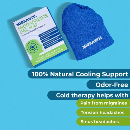 Vista 6 de Basic Vigor Migrastil Crema calmante para cuello y hombros y MigraFreeze Deluxe MigraFreeze - Sombrero de cabeza para migraña