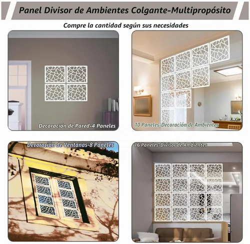 Vista 3 de Lchen Divisor de habitación colgante, 10 paneles colgantes de madera y plástico, panel de pantalla de 0.2 pulgadas de grosor para sala de estar