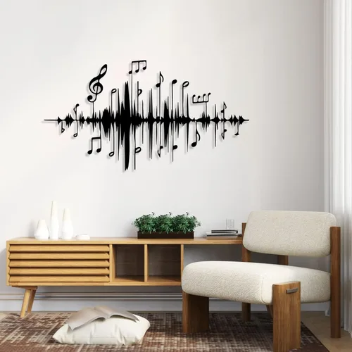 Vista 3 de SZI Notas musicales arte de pared de metal, notas musicales de metal, arte de pared musical, regalo para amantes de la música, decoración de pared
