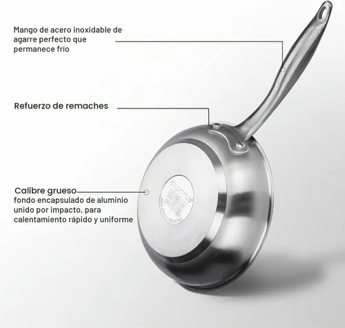 Vista 2 de duxtop Sartén de acero inoxidable, sartén de inducción de 8 pulgadas