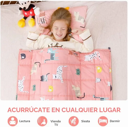 Vista 6 de Mr. Sandman Manta con peso de 3 libras, lavable, mejor para 20 a 40 libras, manta pesada de algodón transpirable con cuentas de vidrio no tóxicas